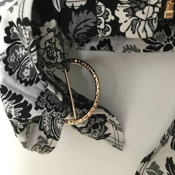 Joseph Ribkoff Womens Jacket Sz 8 Black White Floral 3\4 Sleeve Zip Closure - Picture 11 of 11